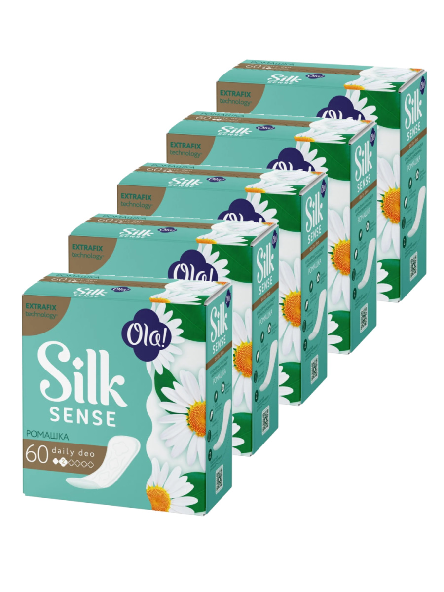 фото Комплект ola! silk sense daily deo прокладки впит. ромашка 60 шт/упак.х5 упак.