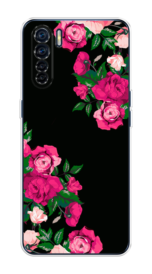 

Чехол на Oppo A91/Reno 3 "Розы фуксия", Черный;розовый;зеленый, 254250-1