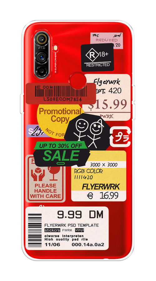 

Чехол на Realme C3 "Коллаж из наклеек", Красный;желтый;зеленый;белый, 253050-1