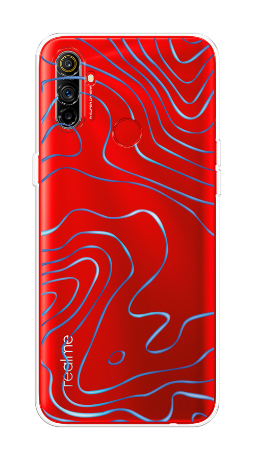 

Чехол на Realme C3 "Blue lines", Прозрачный;синий, 253050-1