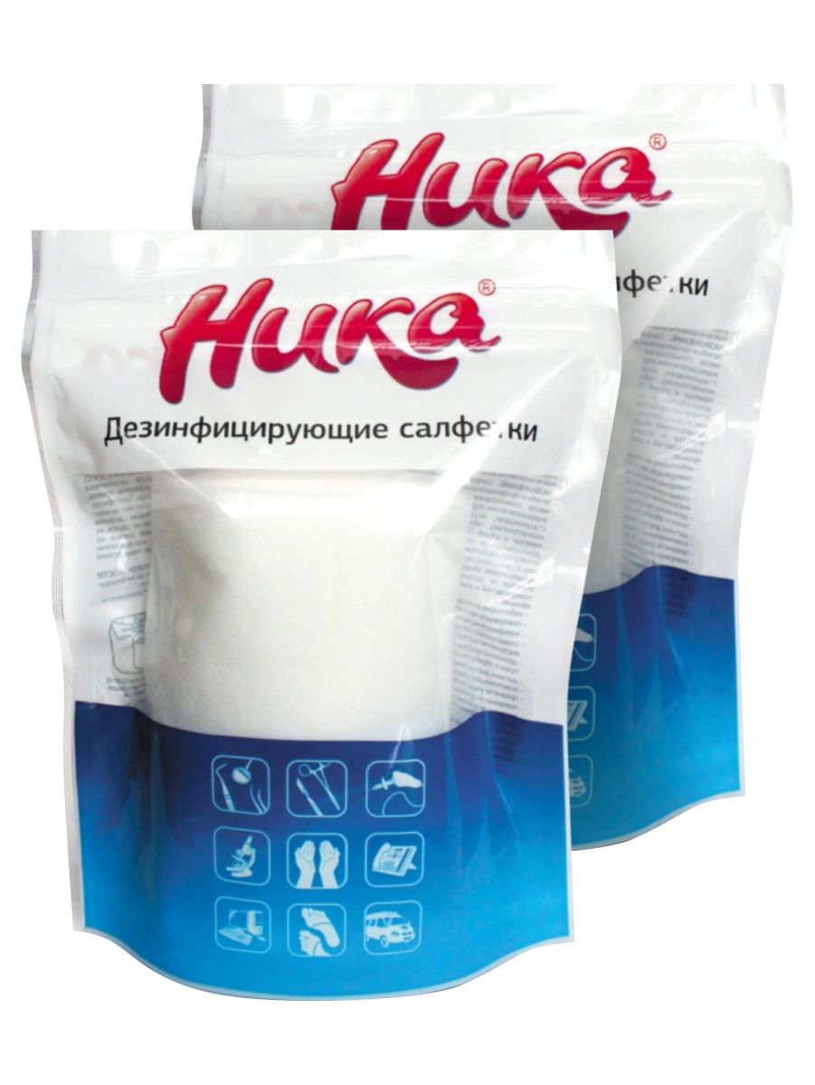 Дезинфицирующие салфетки Ника сменный блок в герметичной упаковке 80 шт. х 2 шт.