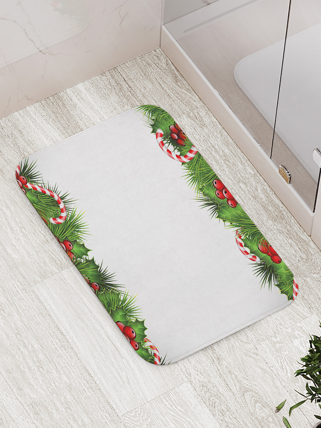 

Коврик JoyArty "Рождественские елочные ветки" для ванной, сауны, бассейна, 77х52 см, Рождественские елочные ветки