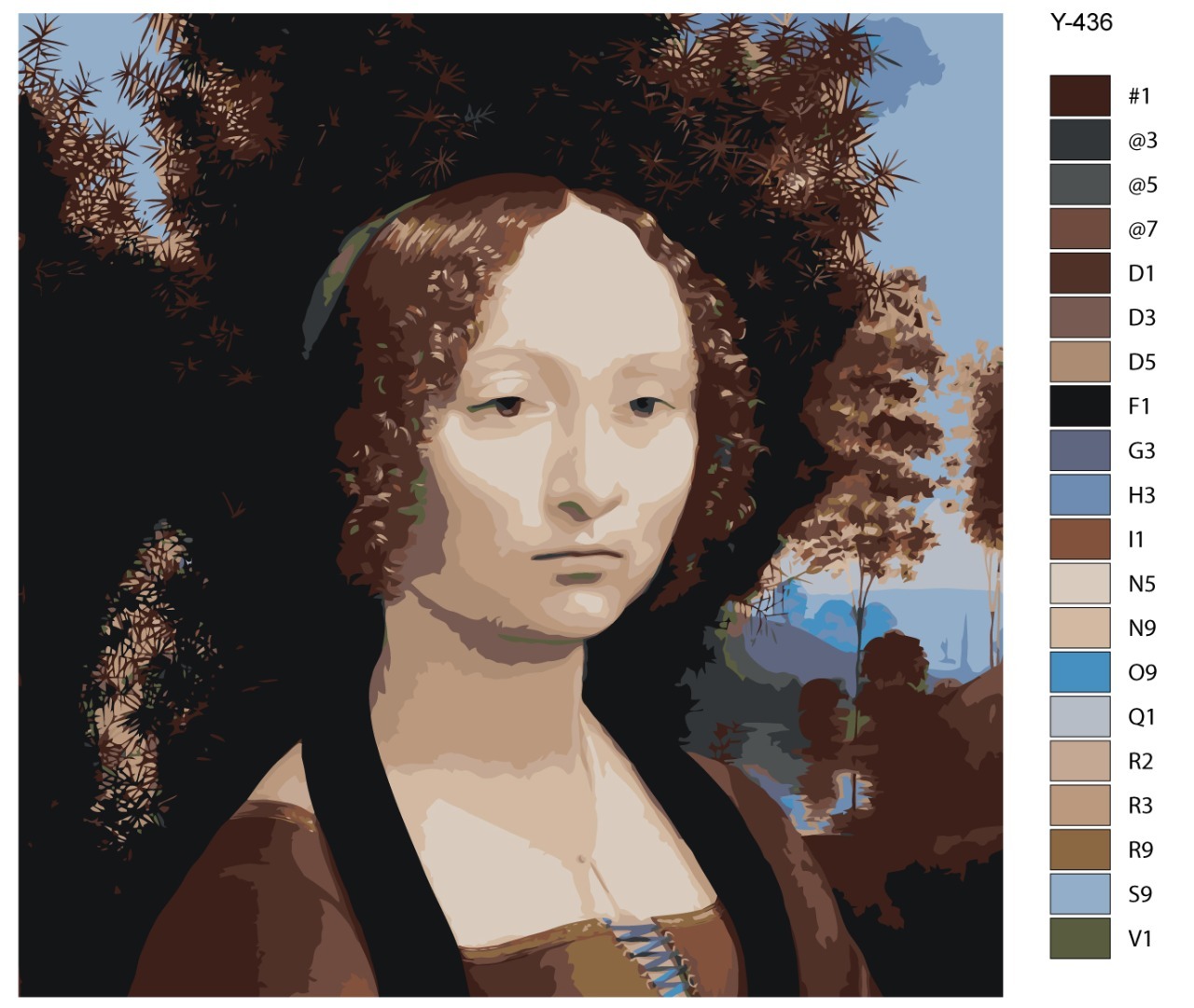 

Картина по номерам BRUSHES-PAINTS Y-436, Леонардо да Винчи - Джиневра де Бенчи. Репродукция