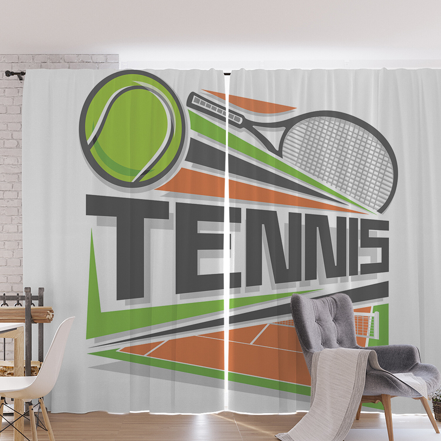фото Шторы под лён joyarty "логотип тенниса", серия oxford delux, 340х265 см