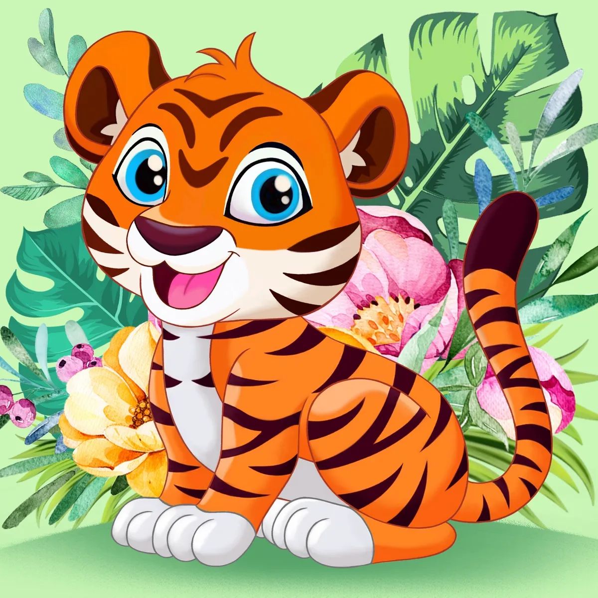 

Алмазная мозаика со стразами KiKi MOD032 - Тигрёнок в джунглях 30x40, MOD27