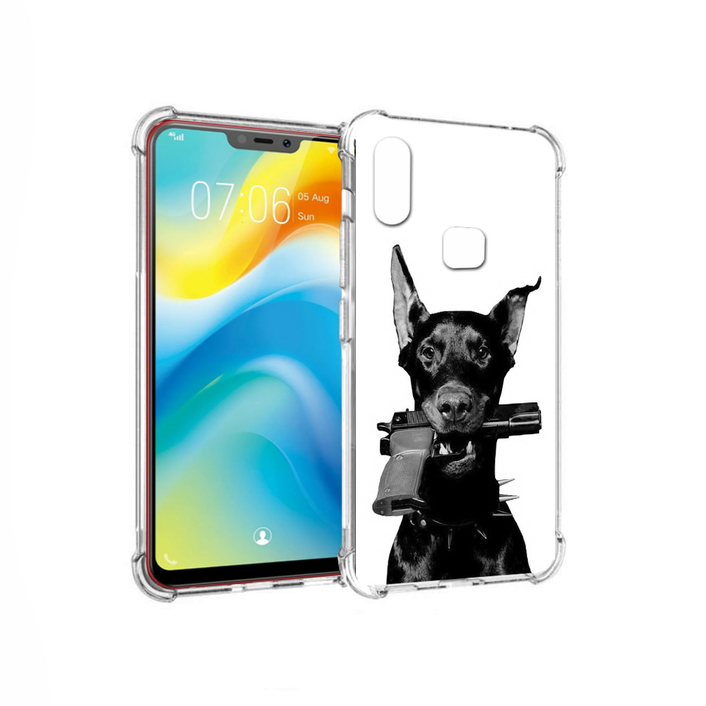 

Чехол MyPads Tocco для Vivo Y85 доберман с пистолетом (PT108269.426.331), Прозрачный, Tocco