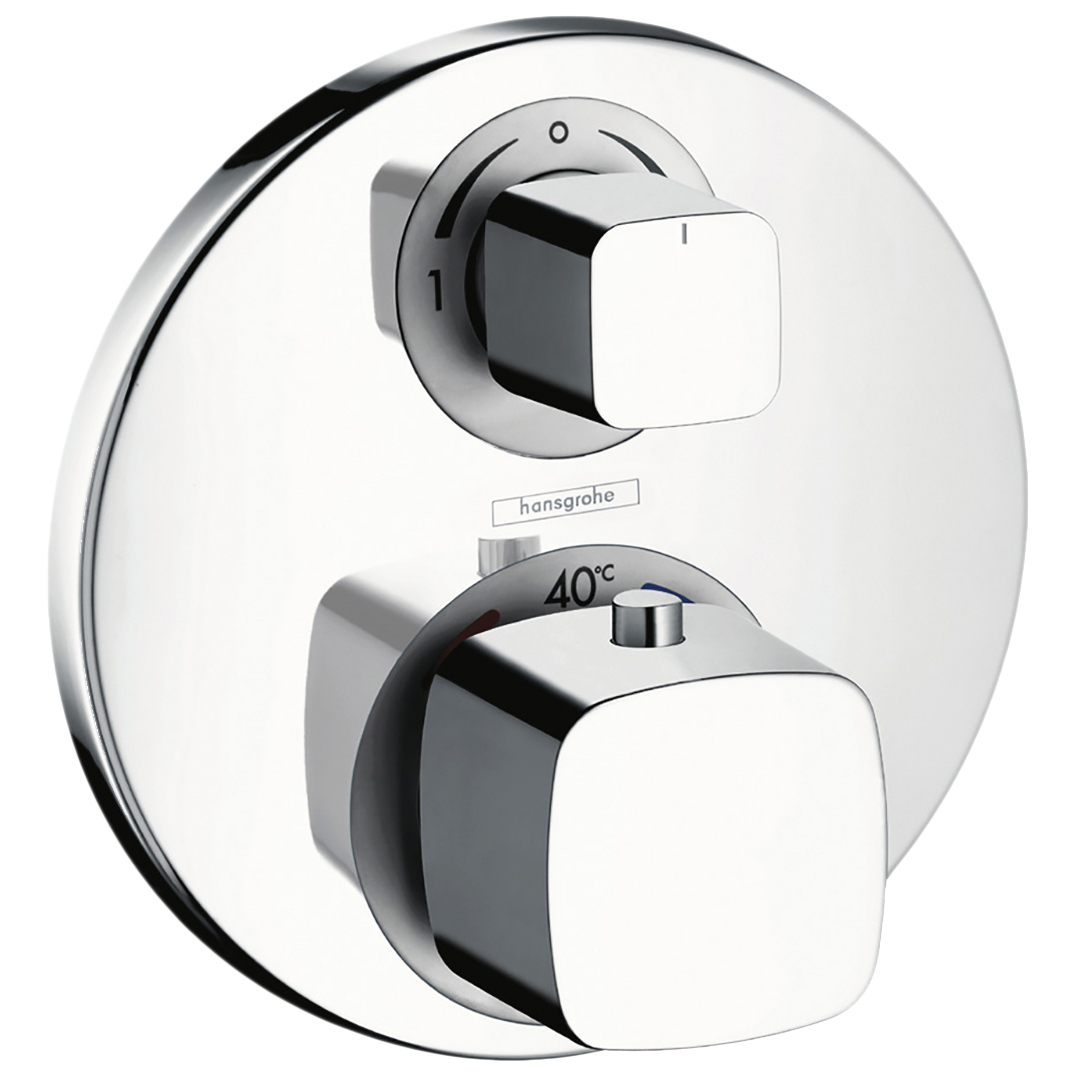 

Смеситель для встраиваемой системы Hansgrohe Metris Ecostat E 31572000 хром, Серебристый, термостат для душа с запорным вентилем (внешняя часть)