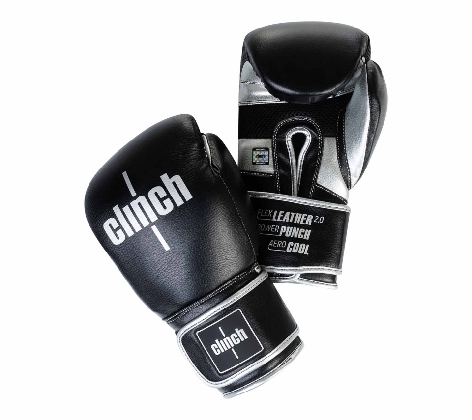 Перчатки боксёрские Clinch Punch 2.0 чёрно-серебристые, 12 унций, 1 пара