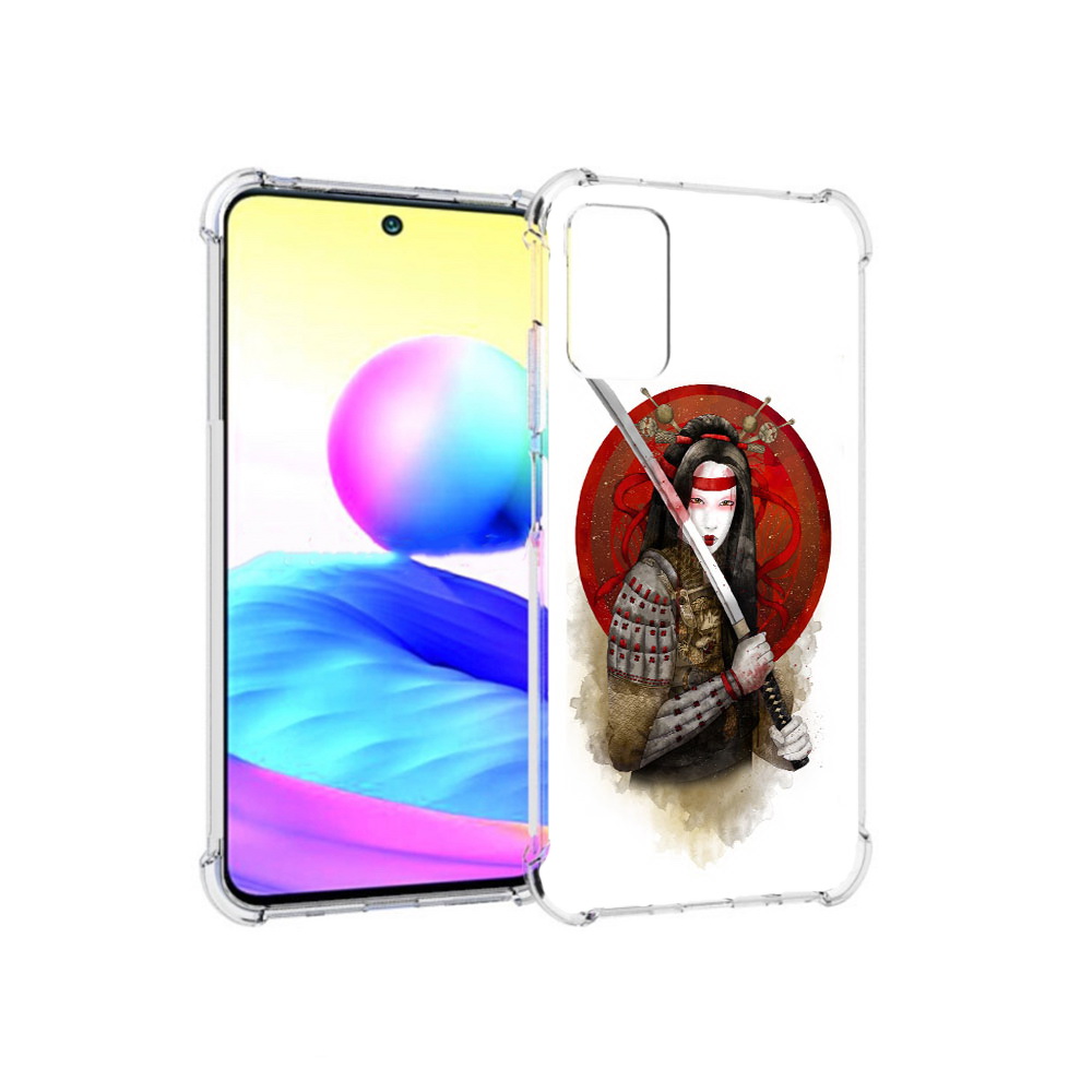 Чехол MyPads Tocco для Xiaomi Redmi Note 10 5G рисованная девушка с катаной