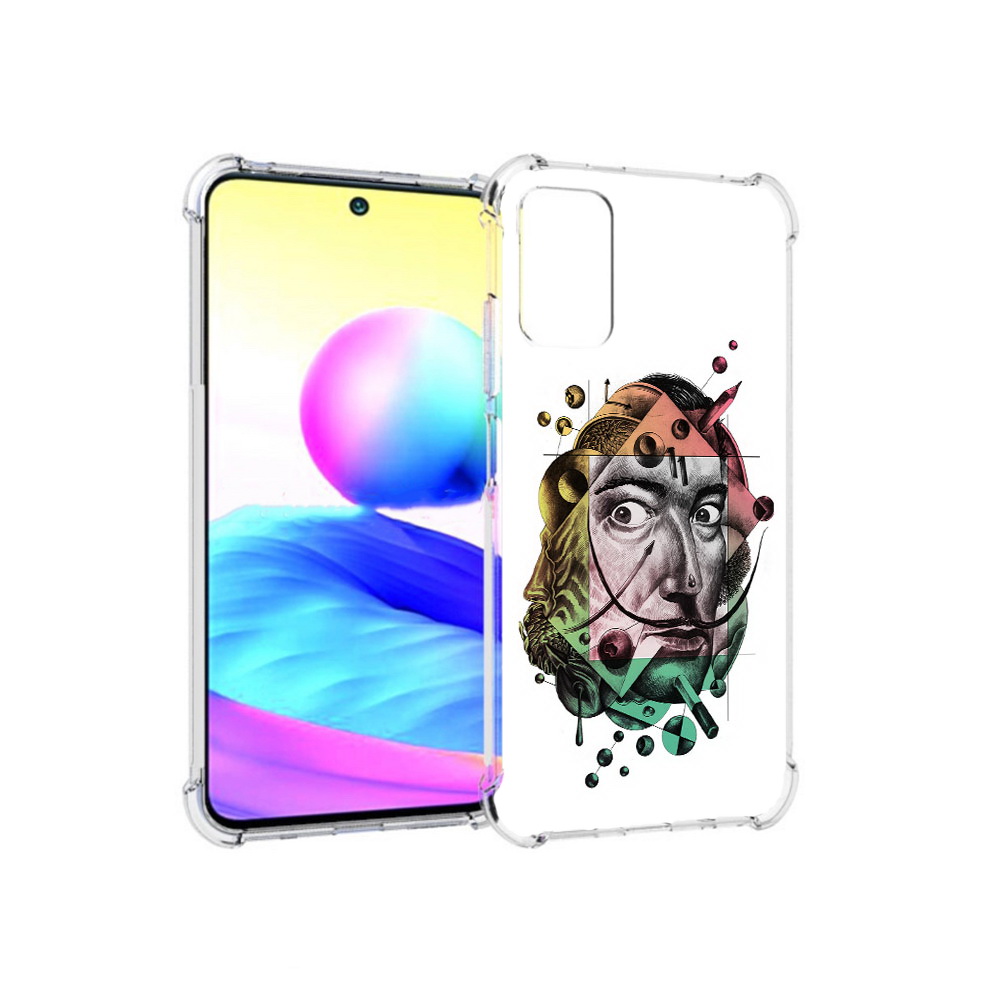 Чехол MyPads Tocco для Xiaomi Redmi Note 10 5G разноцветное лицо абстракция