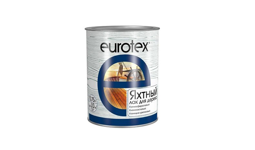 Лак яхтный Eurotex, алкидно-уретановый, полуматовый, 0,75 л защитно декоративное покрытие для древесины eurotex