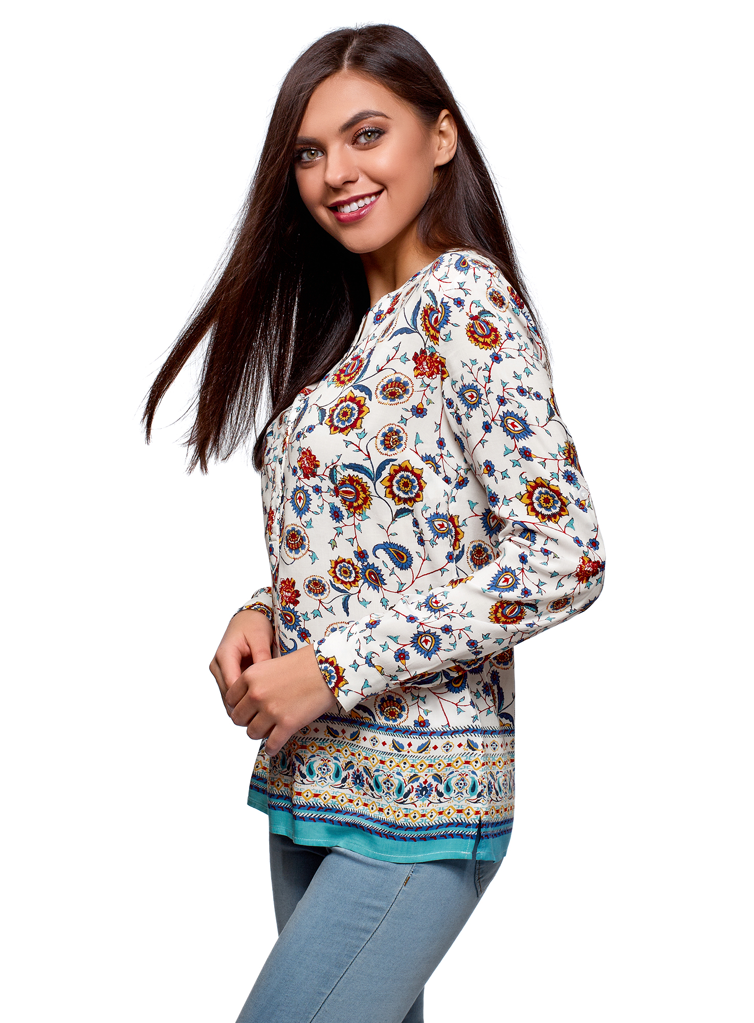 

Блуза женская oodji 21400394-3M белая 40 EU, 21400394-3M