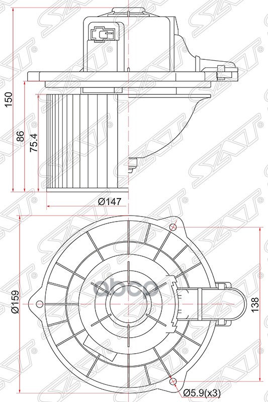 

Мотор Отопителя Салона Hyundai Accent 99-/Getz 05- Sat арт. ST-97112-1C000