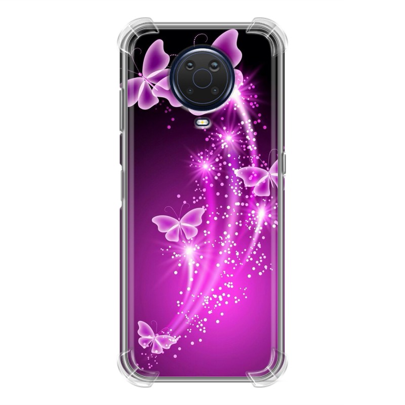 фото Дизайнерский силиконовый с усиленными углами чехол для nokia g20/g10 бабочки фиолетовые 100gadgets