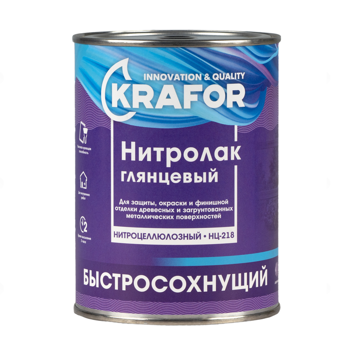 Нитролак Krafor НЦ-218 быстросохнущий глянцевый 07 кг 635₽