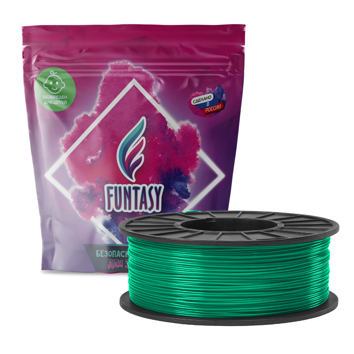 

Пластик в катушке Funtasy PETG,1.75 мм,1 кг, цвет Изумрудный, PETG-1KG