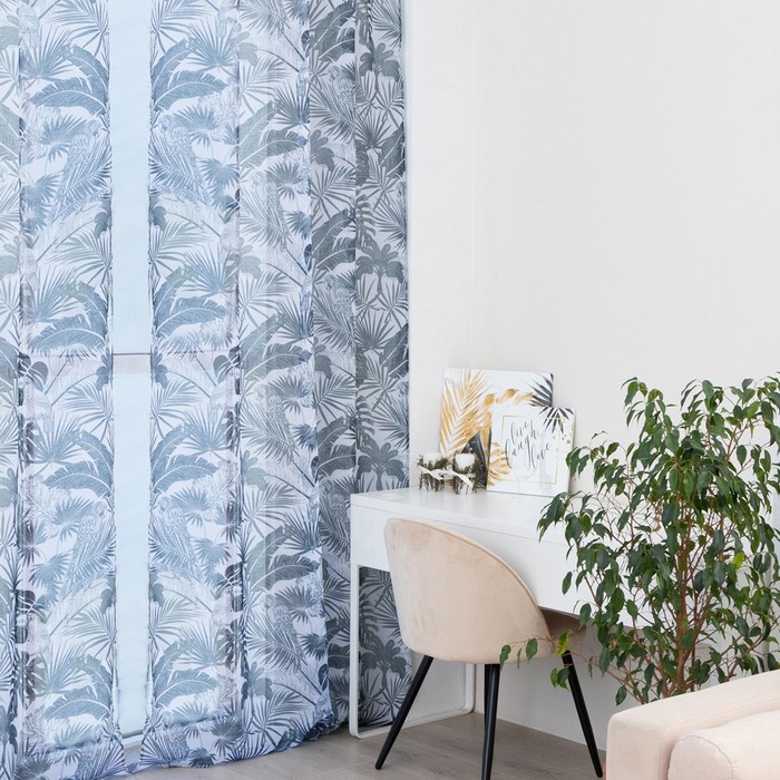 

Тюль Этель «Тропический остров", на шторной ленте 145х270 см, 70гр/м2, 100% п/э