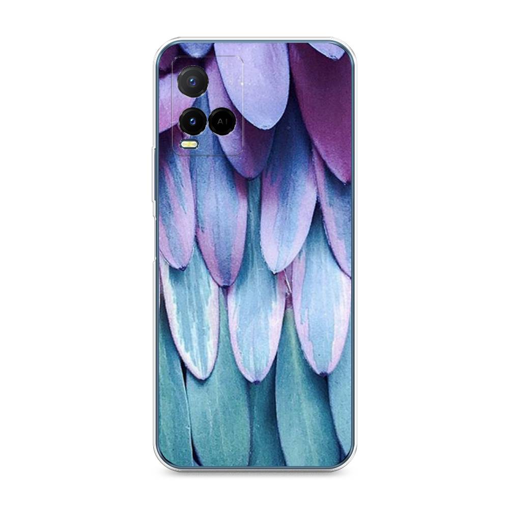 

Чехол на Vivo Y33s "Синее перо", Фиолетовый;голубой, 265050-3
