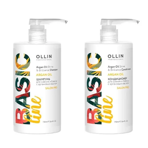 Набор средств для волос Ollin Professional шампунь для блеска 750 мл и кондиционер 750 мл