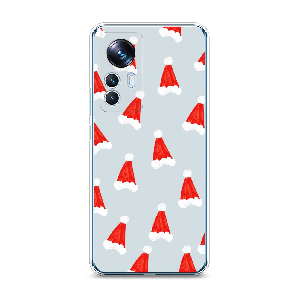 

Чехол на Xiaomi 12T "Новогодние шапочки", Белый;красный;серый, 316650-5