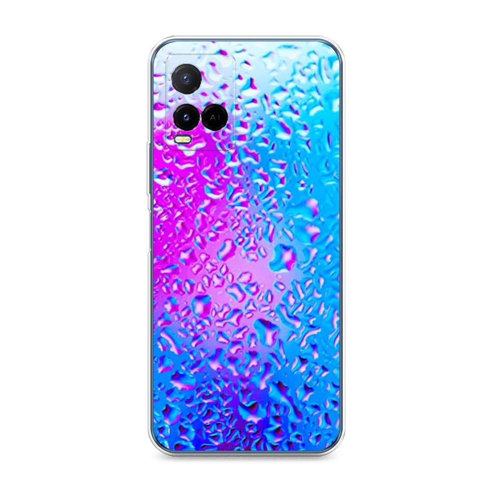 

Чехол на Vivo Y33s "Капли на стекле", Голубой;розовый, 265050-3
