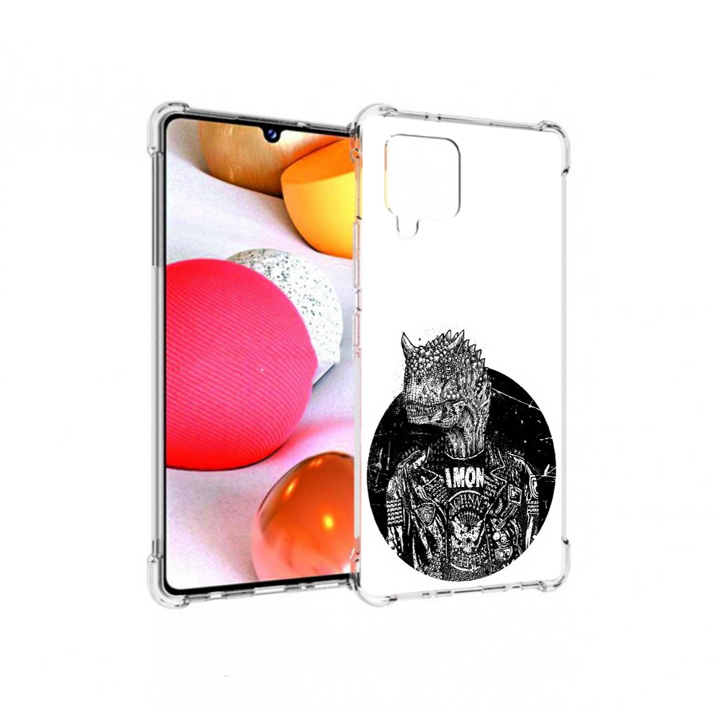 

Чехол MyPads Tocco для Samsung Galaxy A42 динозавр в куртке (PT226910.539.328), Прозрачный, Tocco
