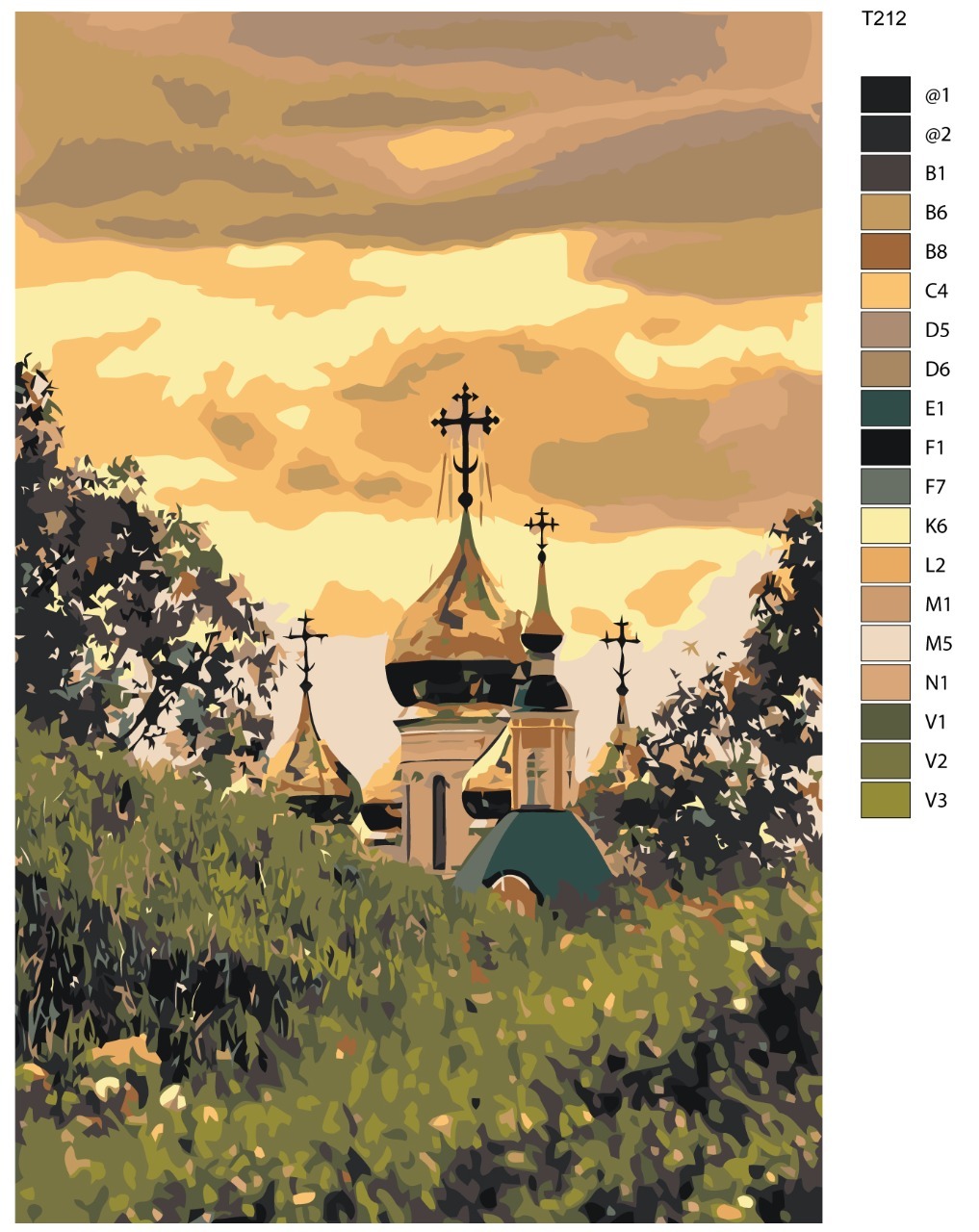 

Картина по номерам BRUSHES-PAINTS Т212, Церковь на закате