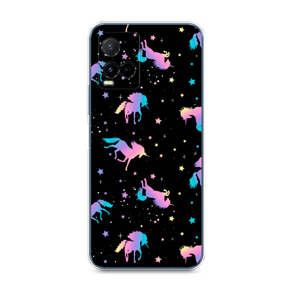 

Чехол на Vivo Y33s "Единороги градиент", Черный;розовый;голубой, 265050-1