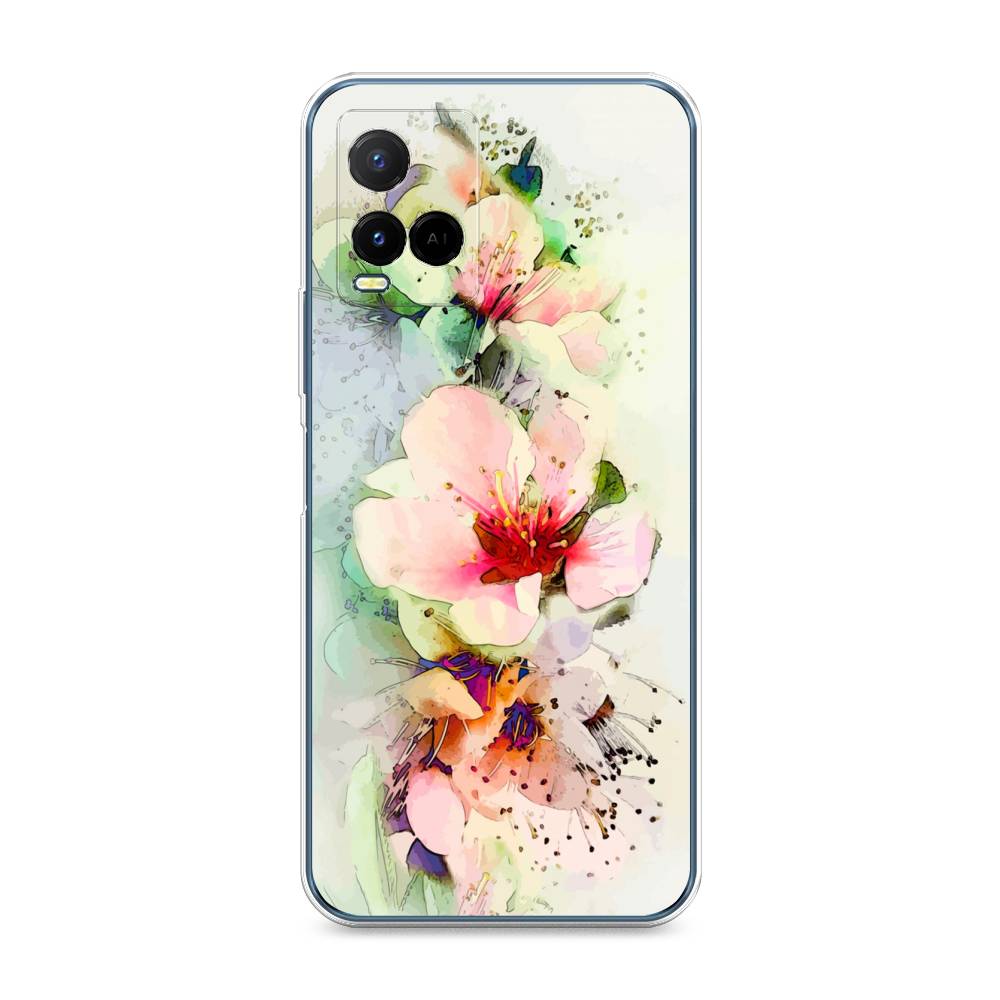

Чехол на Vivo Y33s "Нежные цветы", Зеленый;розовый, 265050-2