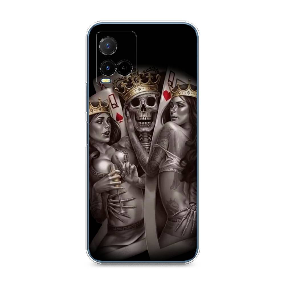 

Чехол на Vivo Y33s "Карты король и королевы", Серый;желтый, 265050-6