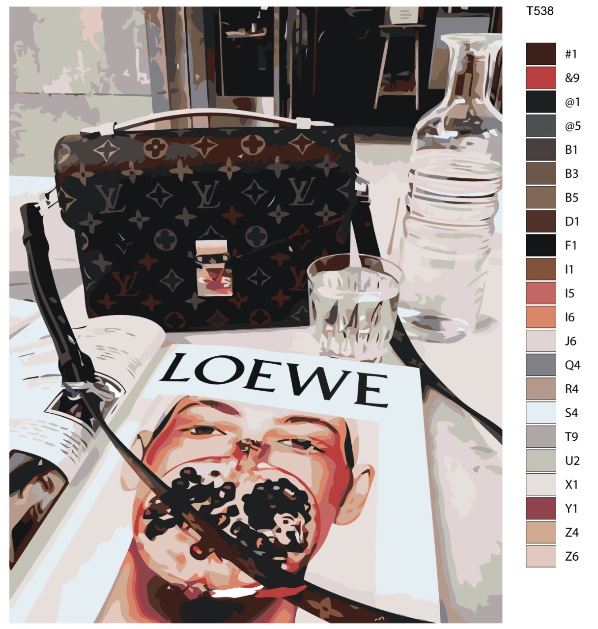 

Картина по номерам BRUSHES-PAINTS Т538, Сумочка LV и журнал