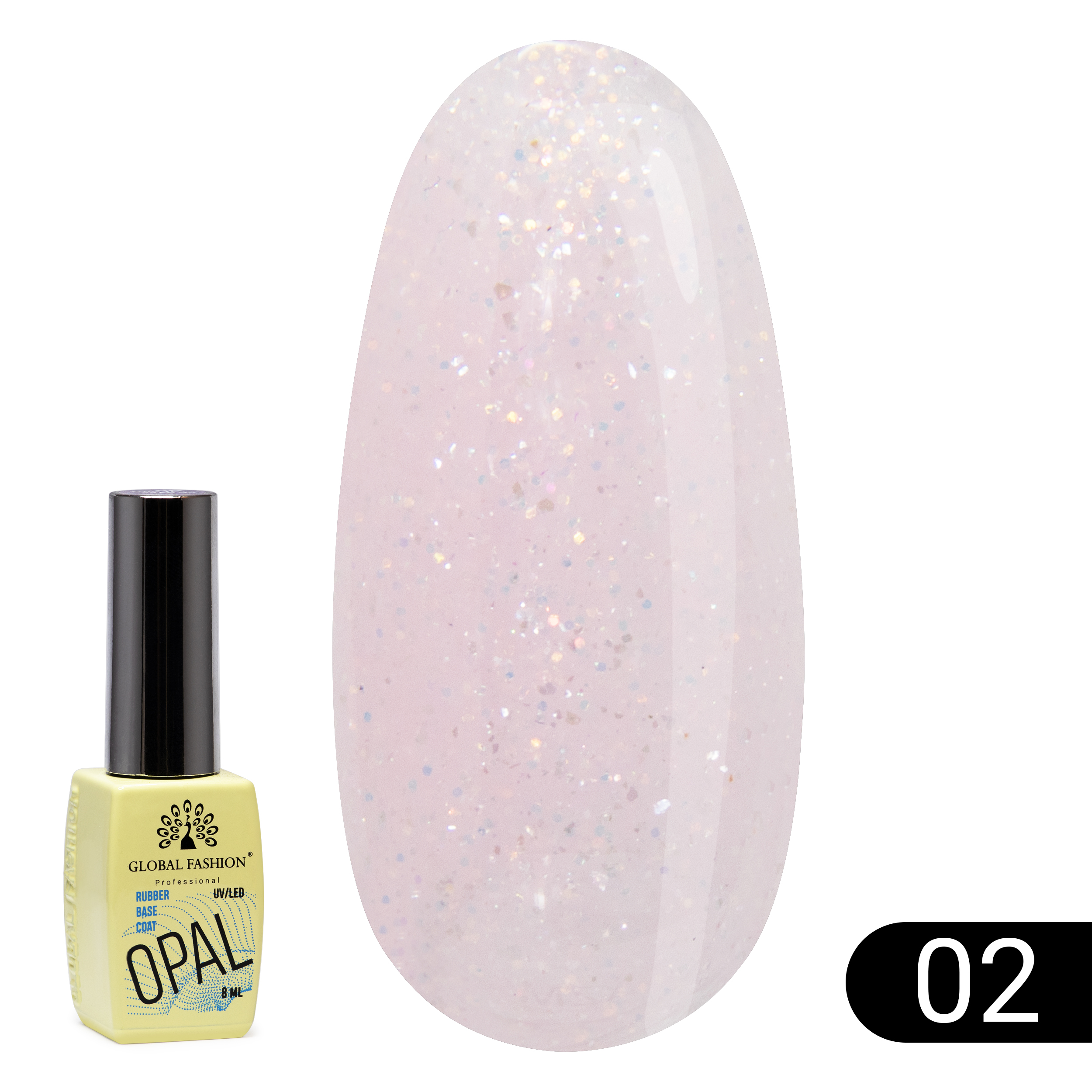 Каучуковая база Global Fashion Opal 02 8 мл блюдо овальное opal декор широкий кант платина золото 36 см