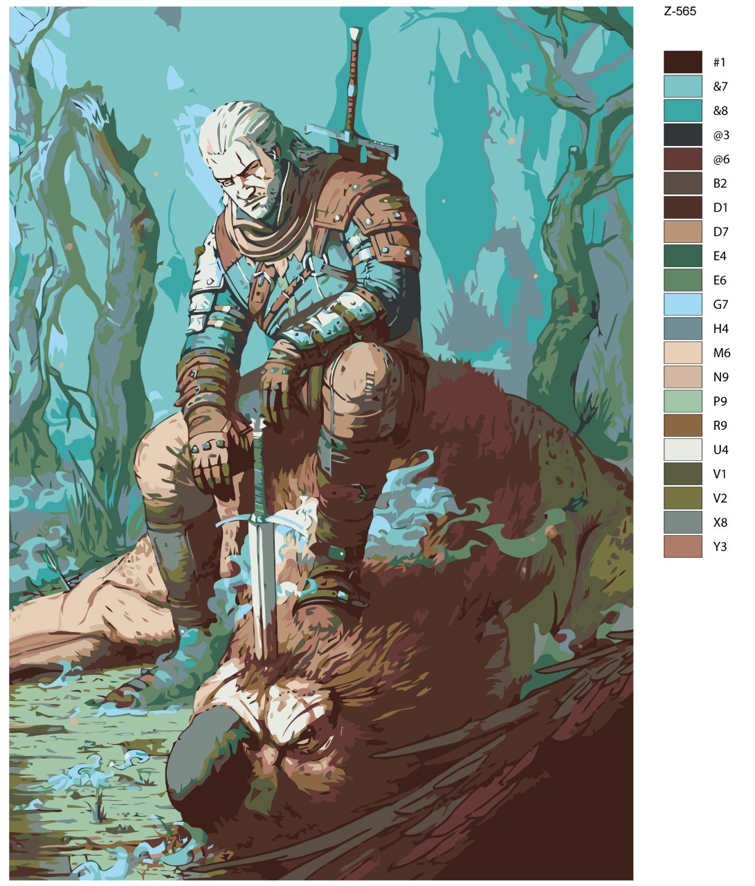 

Картина по номерам BRUSHES-PAINTS Z-565, Генри Кавилл - Геральт из Ривии. Сериал ведьмак