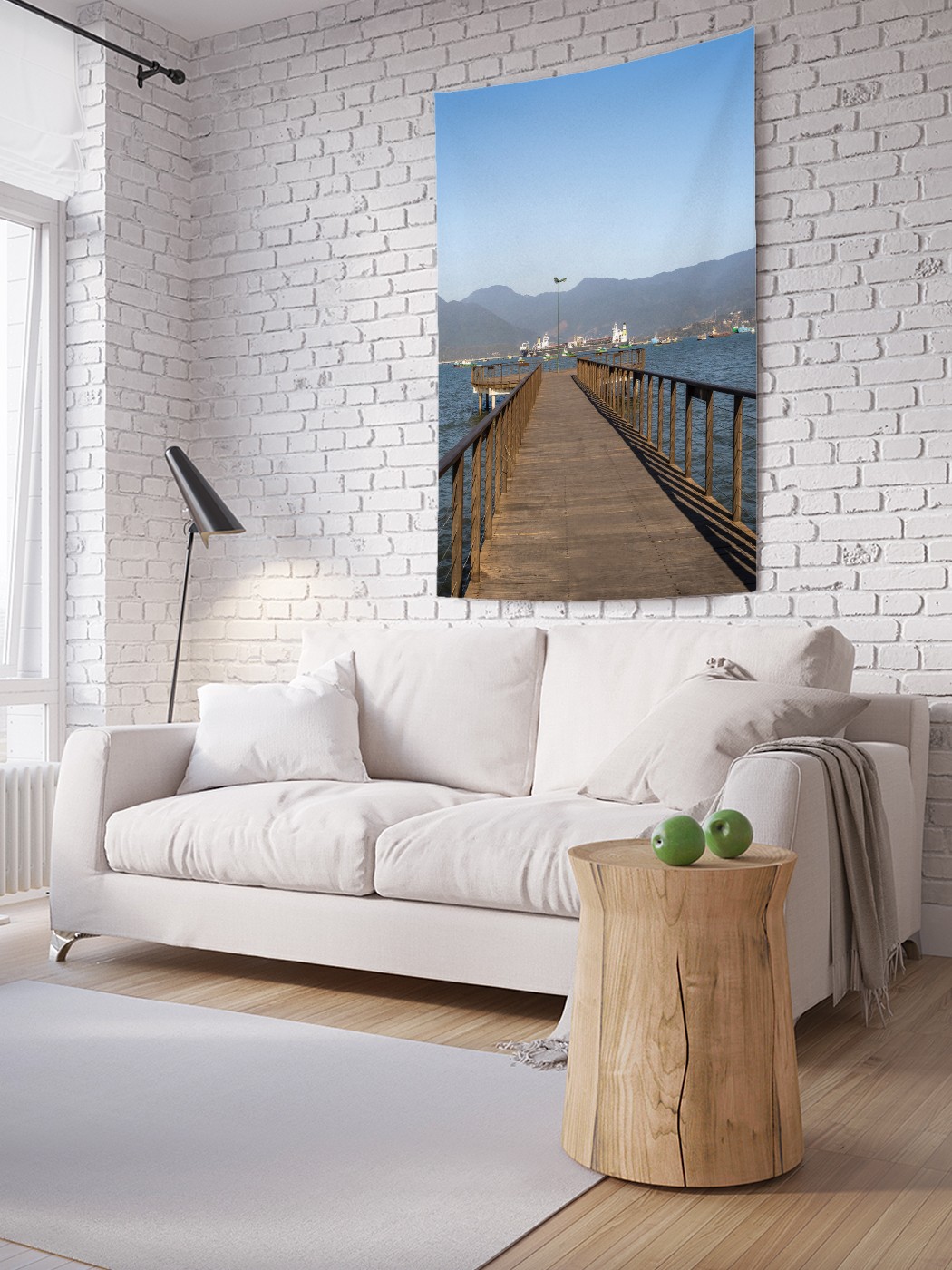 

Вертикальное фотопанно на стену JoyArty Причал с видом на горы 150x200 см, Причал с видом на горы