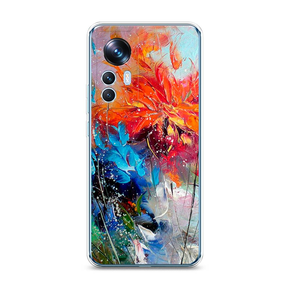 

Чехол на Xiaomi 12T "Абстрактные цветы", Оранжевый;синий, 316650-4