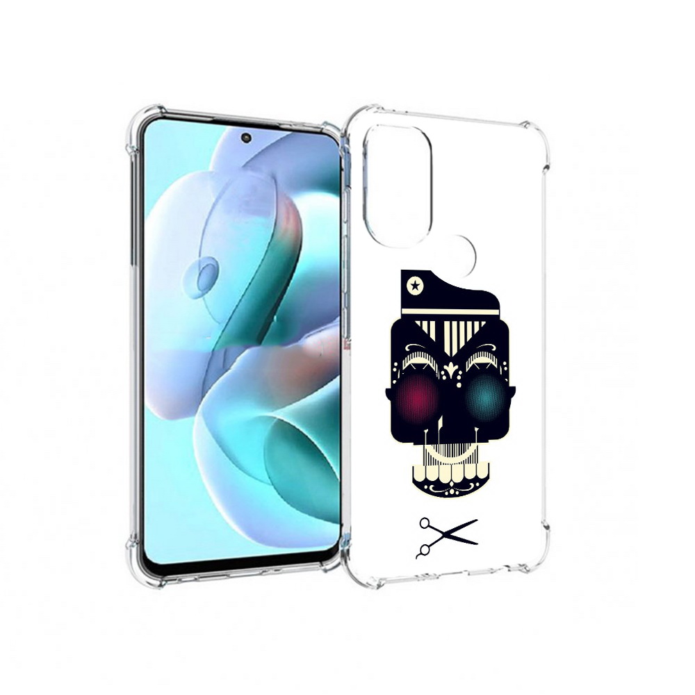 

Чехол MyPads Tocco для Motorola Moto G71 черно белый скелет с яркими глазами, Прозрачный, Tocco