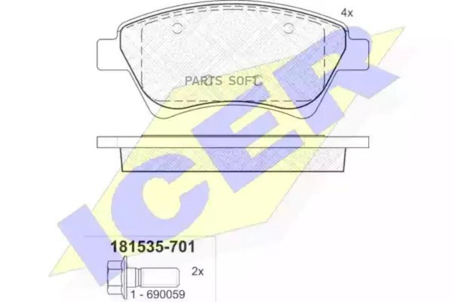 

Тормозные колодки ICER передние для Renault Megane II 181535701