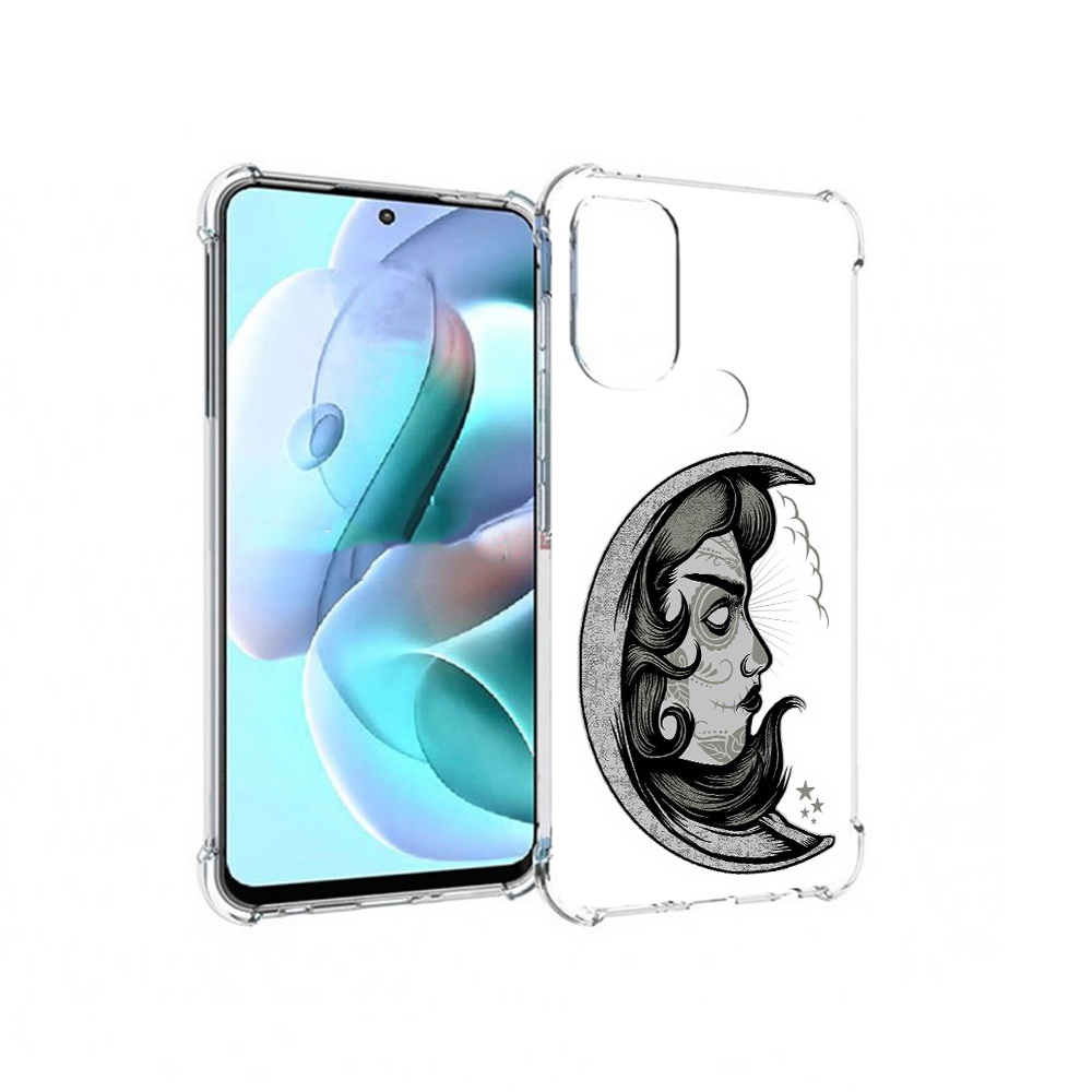 

Чехол MyPads Tocco для Motorola Moto G71 черно белая луна с лицом (PT227080.353.680), Прозрачный, Tocco