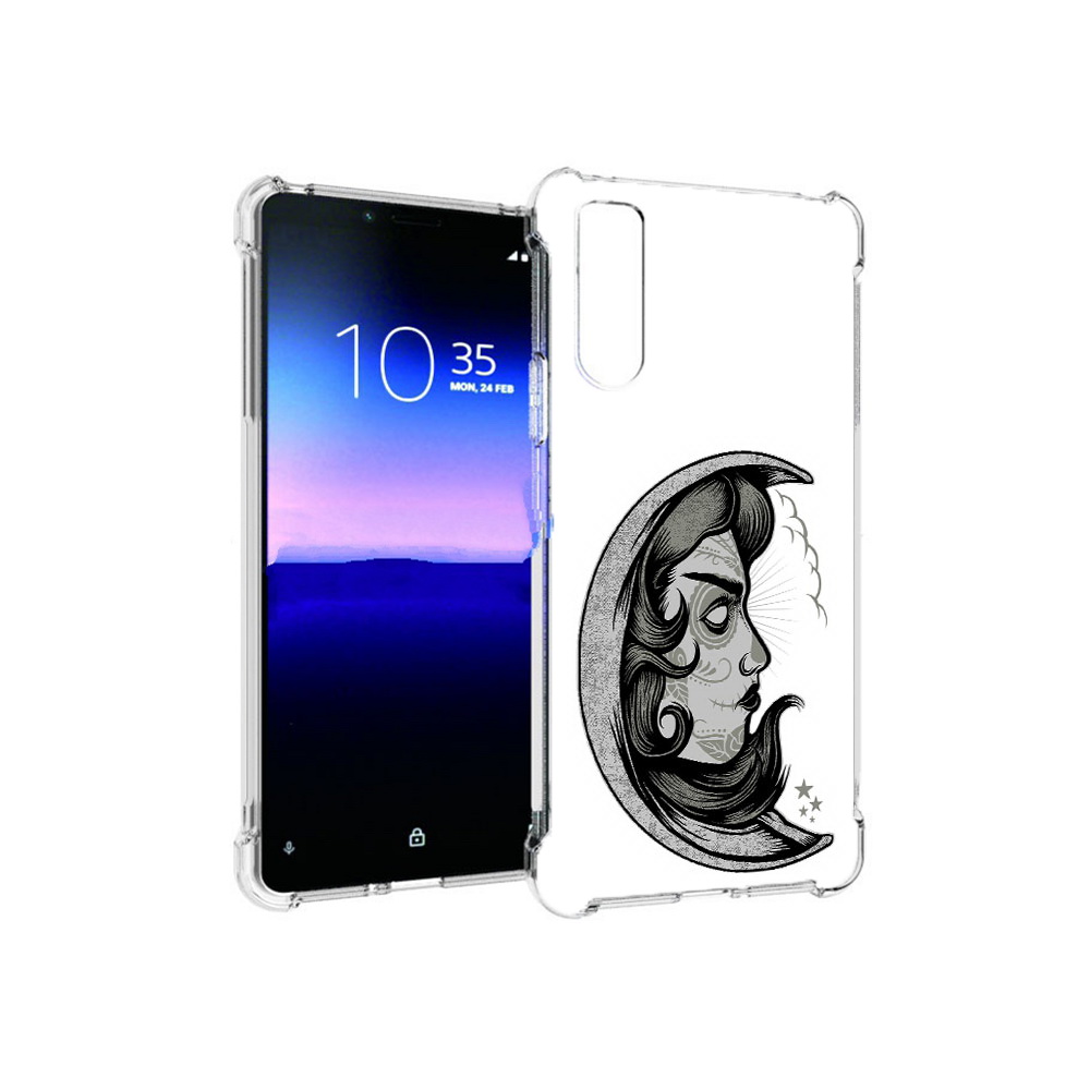 

Чехол MyPads Tocco для Sony Xperia 10 II черно белая луна с лицом (PT158941.227.680), Прозрачный, Tocco