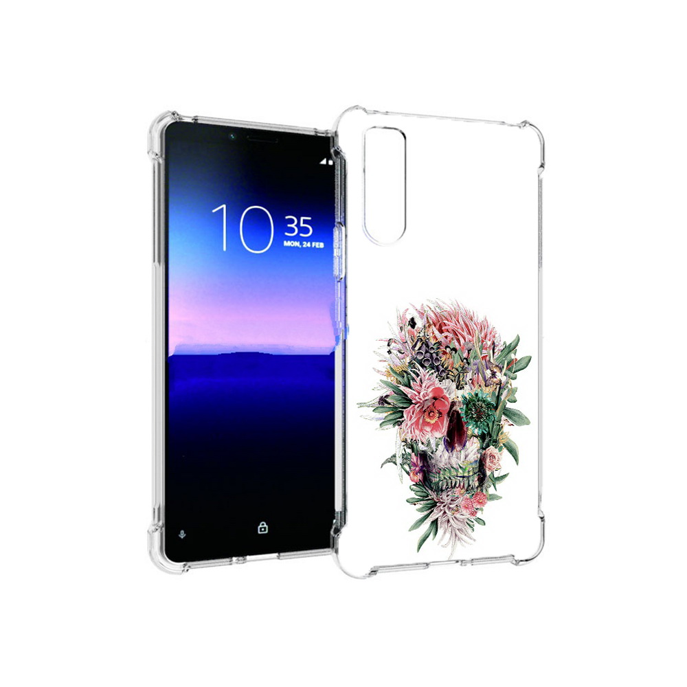 

Чехол MyPads Tocco для Sony Xperia 10 II череп из цветов (PT158941.227.677), Прозрачный, Tocco