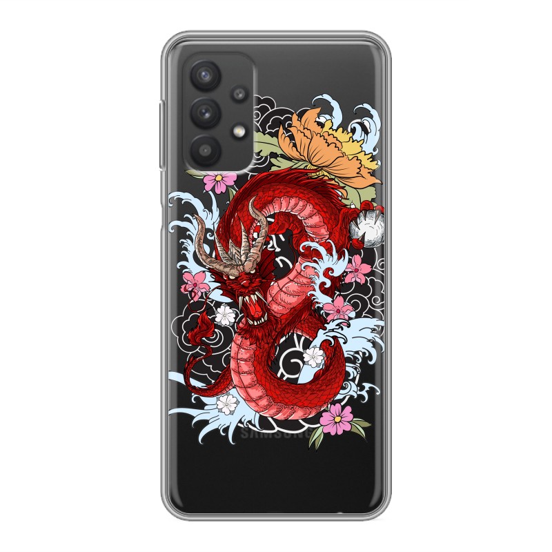 

Полупрозрачный дизайнерский силиконовый чехол для Samsung Galaxy A32 Прозрачные Драконы