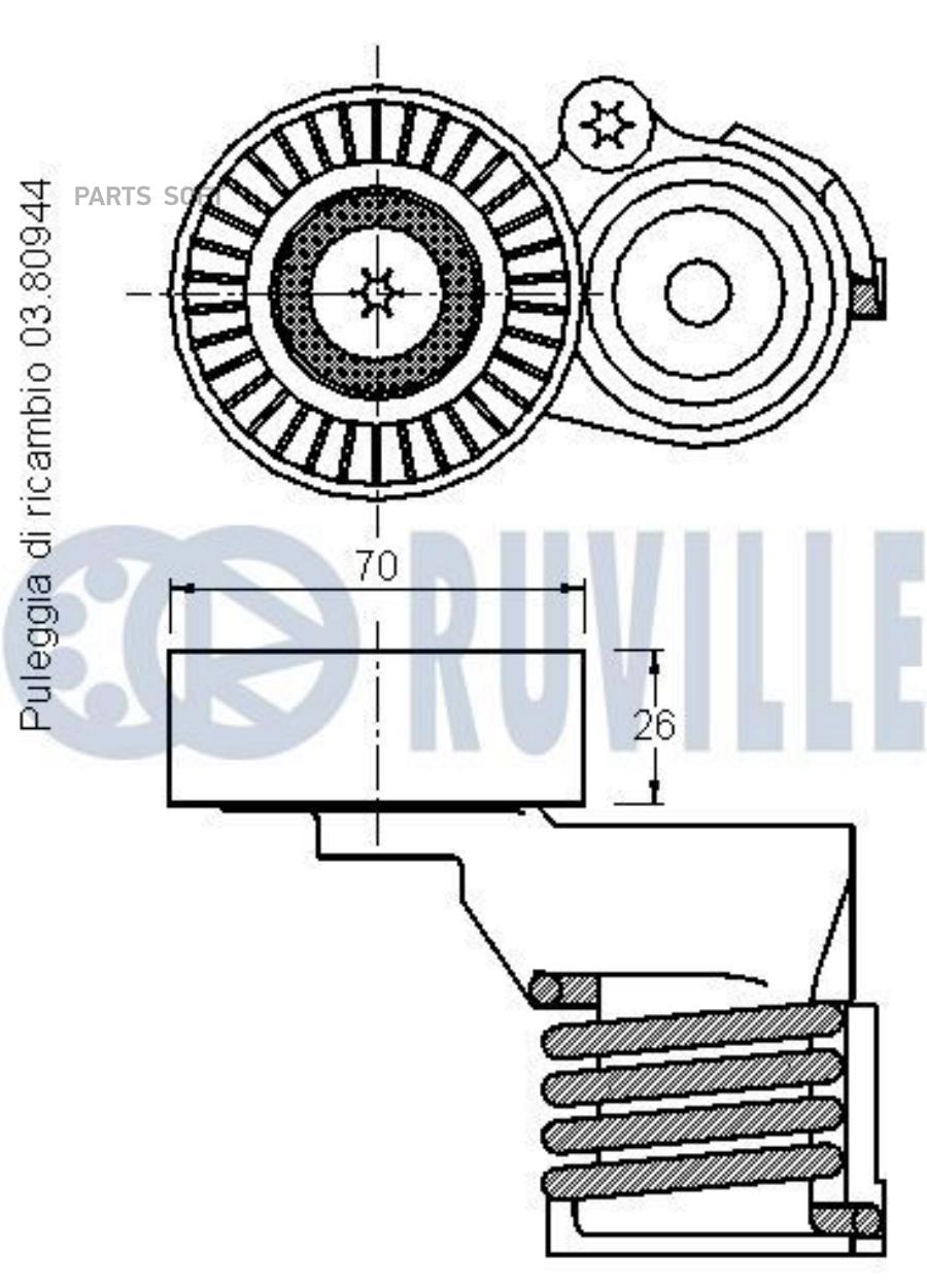 Натяжитель РучРемня С Роликом AudiVw 12 2001 Ruville арт 542189 5700₽