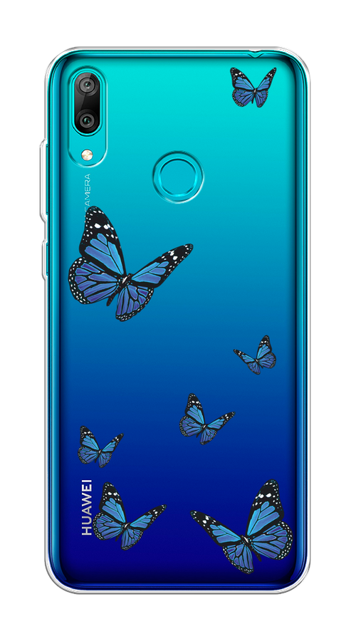 

Чехол на Huawei Y7 2019 "Blue butterflies", Синий;черный, 68450-1
