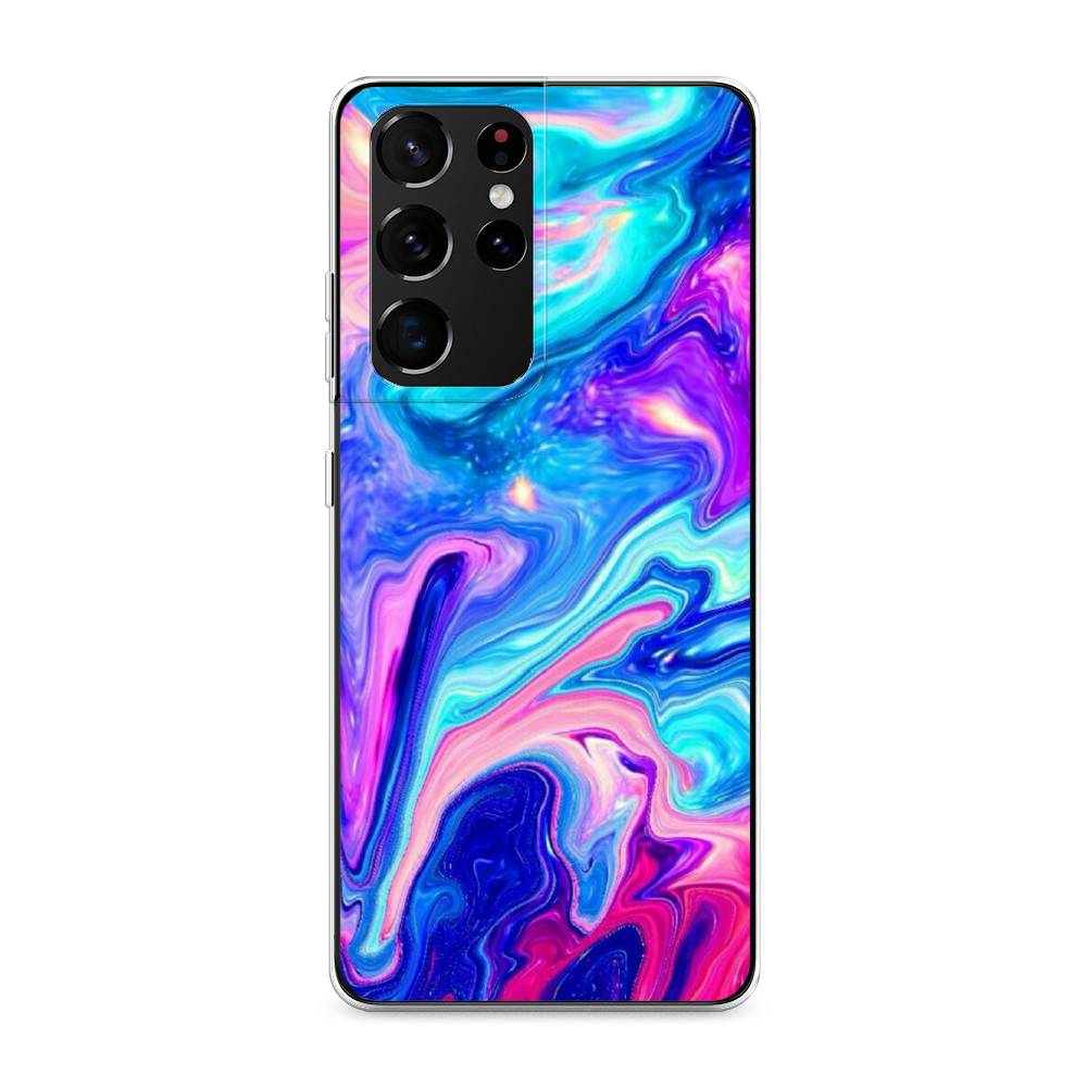 фото Силиконовый чехол "потеки краски" на samsung galaxy s21 ultra awog