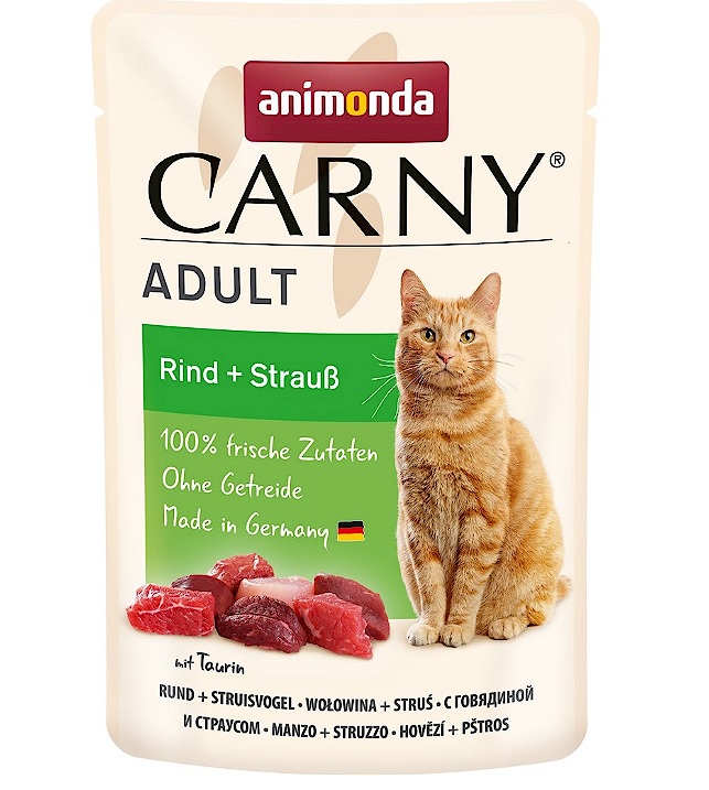 фото Влажный корм для кошек animonda carny adult, говядина, страус, 12шт, 85г