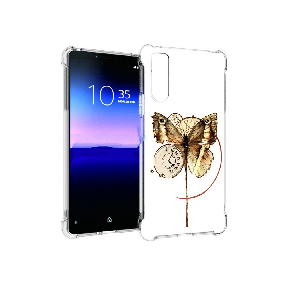 Чехол MyPads Tocco для Sony Xperia 10 II старинные часы с бабочкой (PT158941.227.622)