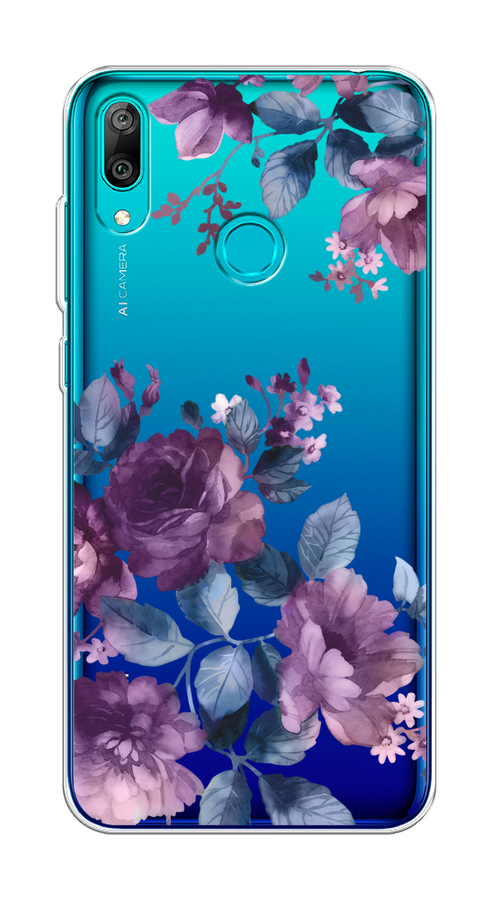 

Чехол на Huawei Y7 2019 "Purple Blossoms", Синий;фиолетовый, 68450-1