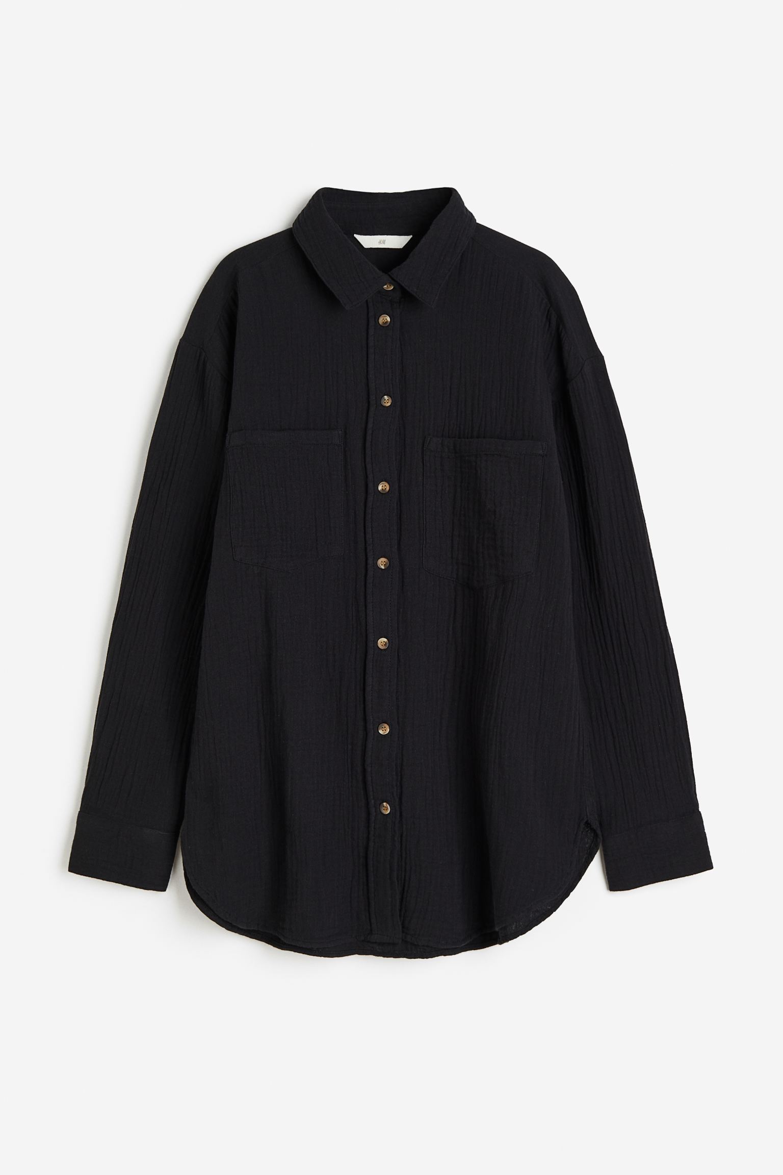 

Рубашка женская H&M 1122102003 черная XS, Черный, 1122102003