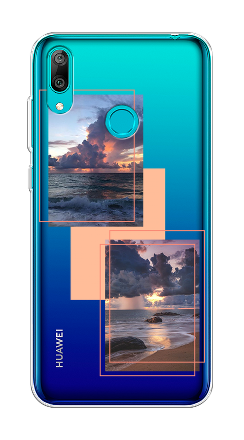 

Чехол на Huawei Y7 2019 "Sky collage", Розовый;прозрачный;синий, 68450-1
