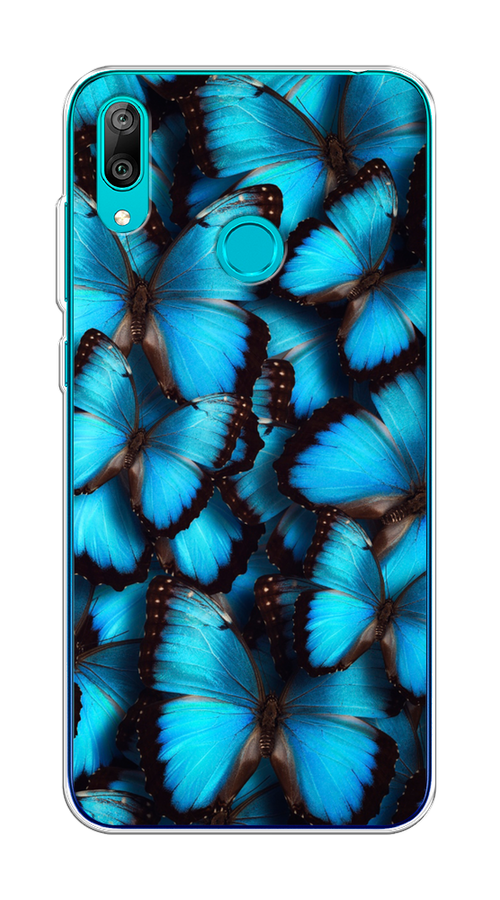 

Чехол на Huawei Y7 2019 "Тропическая бабочка 2", Голубой;черный, 68450-1